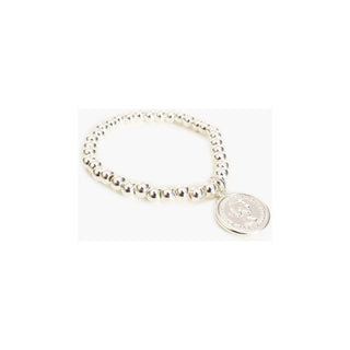 Elevate your style with our Metal-Plated Silver Bracelet featuring delicate round beads and a silver coin charm. Crafted with precision, the bracelet boasts a lustrous metal-plated finish for lasting beauty.