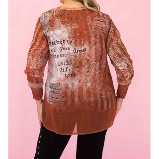 Santa Monica Sheer top with design inspirational quotes .