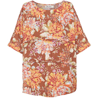 Te Amo top in Linen and viscose print. One size and frill details. Buy from Love Moi designed by EB & IVE