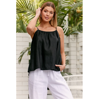 Adorne5  605 × 912px  Jaxton Cami Linen Black top in a relaxed fit. Buy now from Love Moi Boutique Online